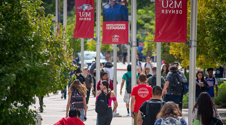 students walking on campus