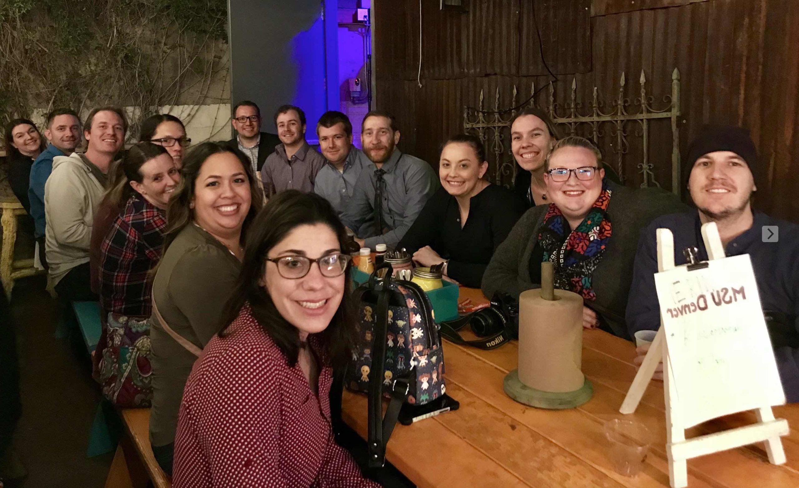 Alumni at a restaurant table in Phoenix 2019